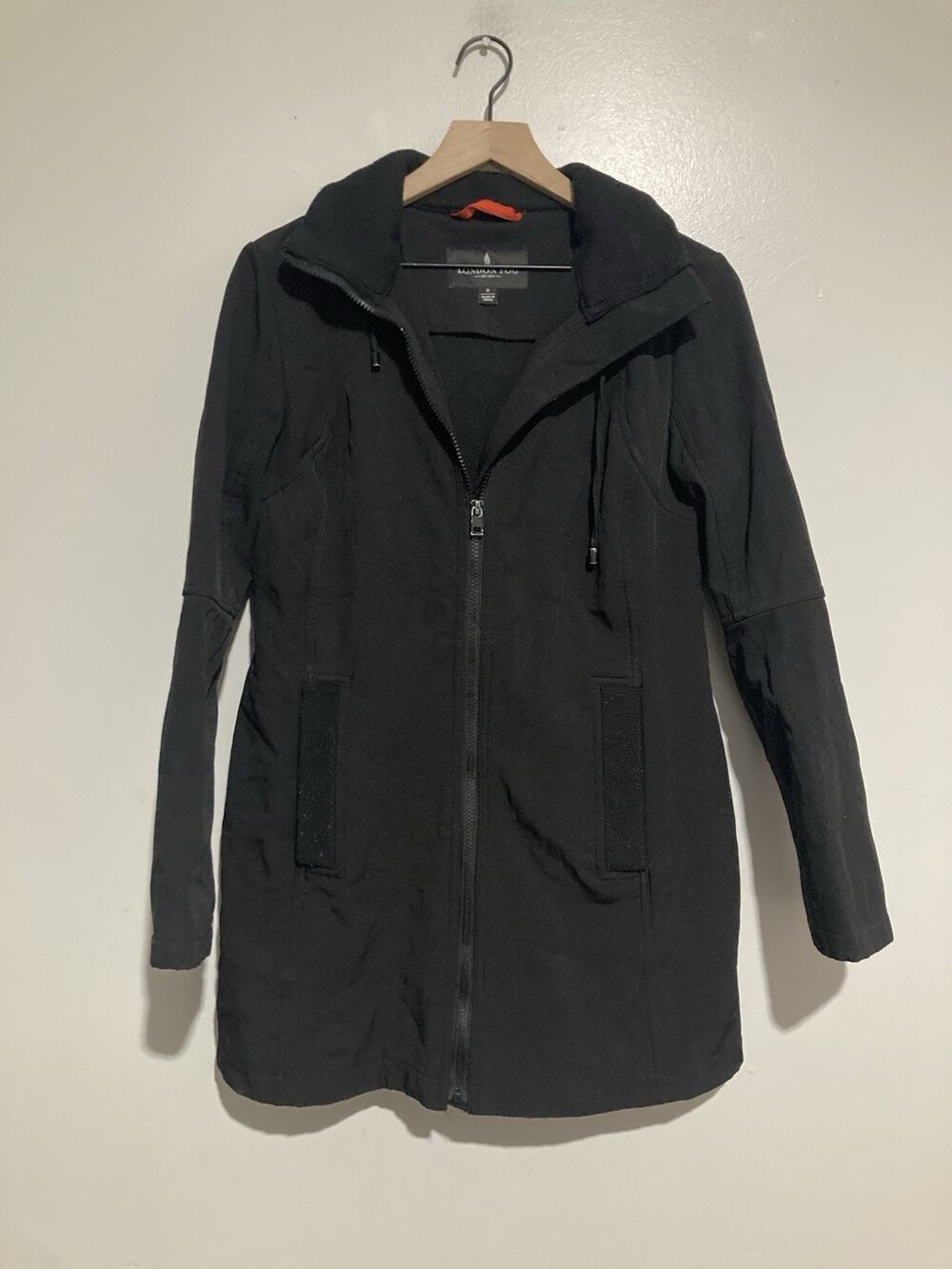 London Fog Women’s Black Long Jacket w/ Removable Hood Size Small